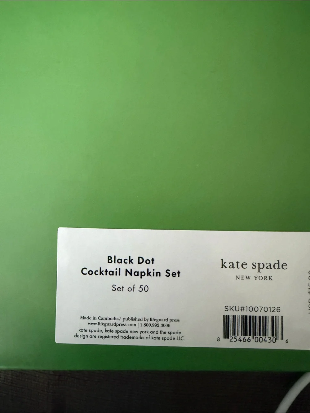 kate spade White Cocktail Napkins with Black Polka Dots